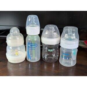 Baby Bottles Sample Pack 4 Assorted Bottles Mam, Dr Brown, Avent And Nuk Infant